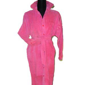 SAKS 5th AVE sz 6 PINK Leather Suede Midi Shirt Dress   NWOT